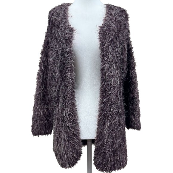 NWOT Search For Sanity Size M Woman Purple Fuzzy Long-Sleeve Cardigan Open front - Picture 1 of 8